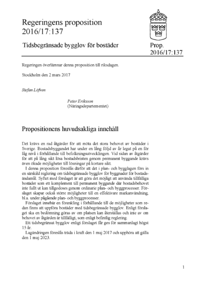 Omslaget till prop. 2016/17:137