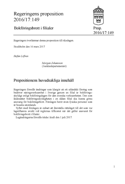 Omslaget till prop. 2016/17:149