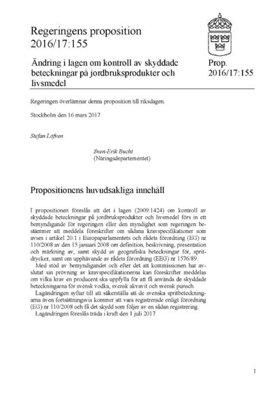 Omslaget till prop. 2016/17:155