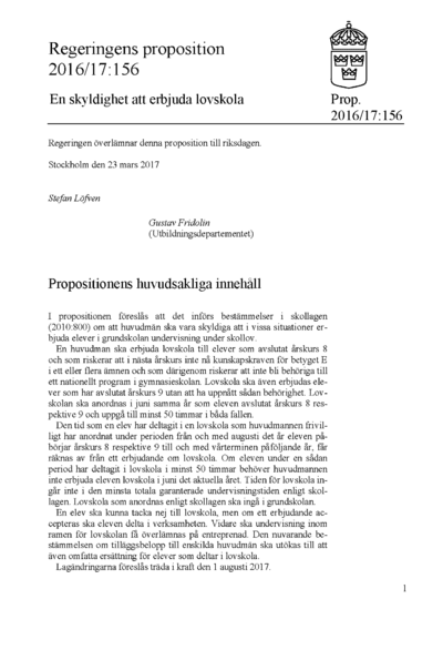 Omslaget till prop. 2016/17:156