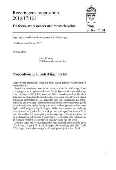 Omslaget till prop. 2016/17:161