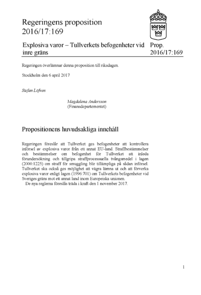 Omslaget till prop. 2016/17:169