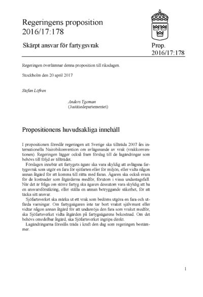 Omslaget till prop. 2016/17:178