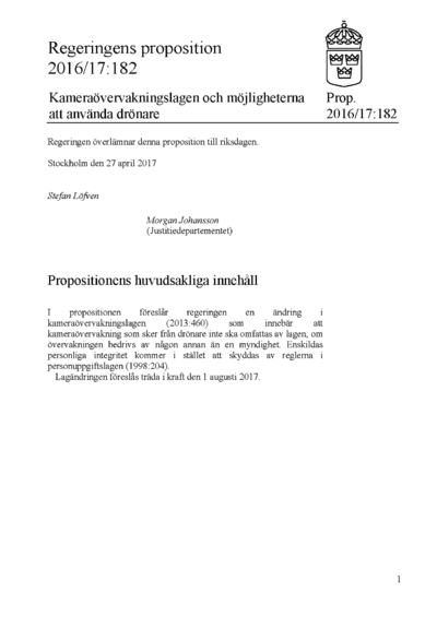 Omslaget till prop. 2016/17:182