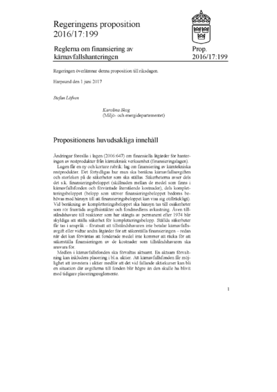 Omslaget till prop. 2016/17:199