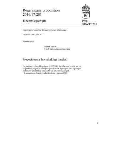 Omslaget till prop. 2016/17:201