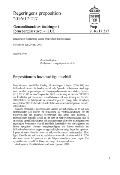Omslaget till prop. 2016/17:217