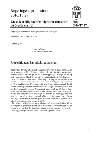 Omslaget till prop. 2016/17:27