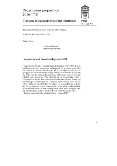 Omslaget till prop. 2016/17:8