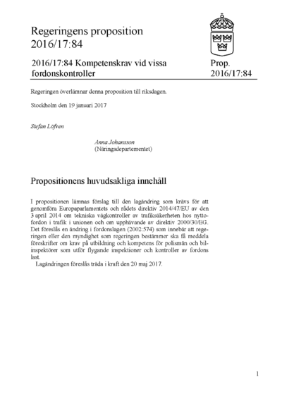 Omslaget till prop. 2016/17:84
