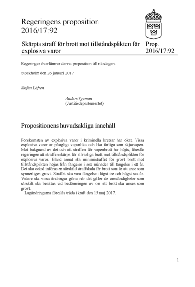 Omslaget till prop. 2016/17:92