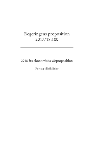 Omslaget till prop. 2017/18:100