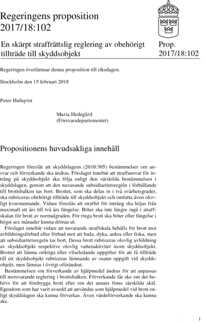 Omslaget till prop. 2017/18:102