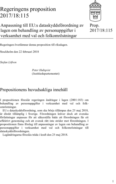 Omslaget till prop. 2017/18:115