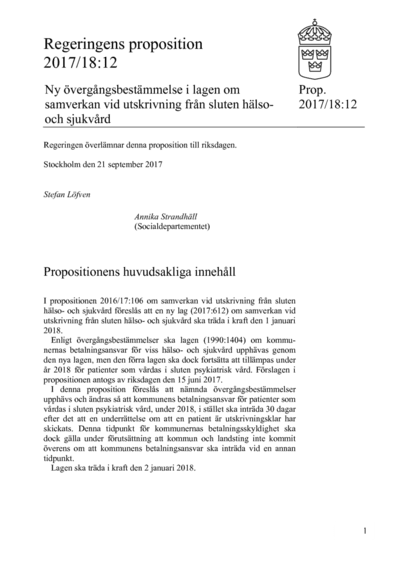 Omslaget till prop. 2017/18:12