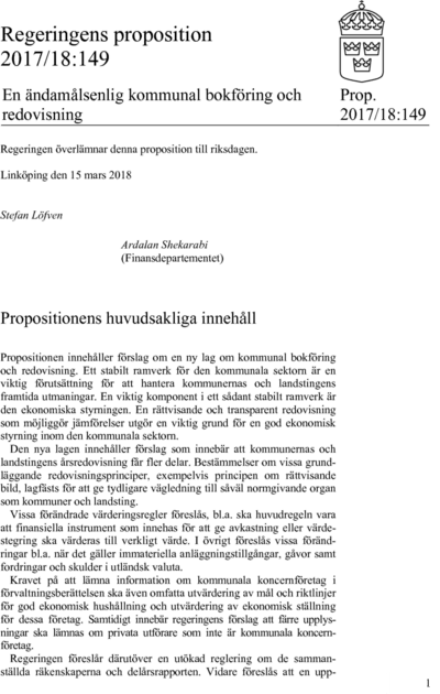 Omslaget till prop. 2017/18:149