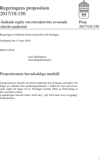 Omslaget till prop. 2017/18:150