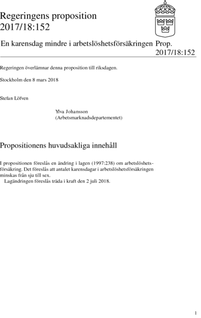 Omslaget till prop. 2017/18:152