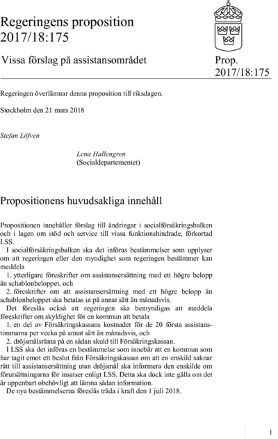 Omslaget till prop. 2017/18:175