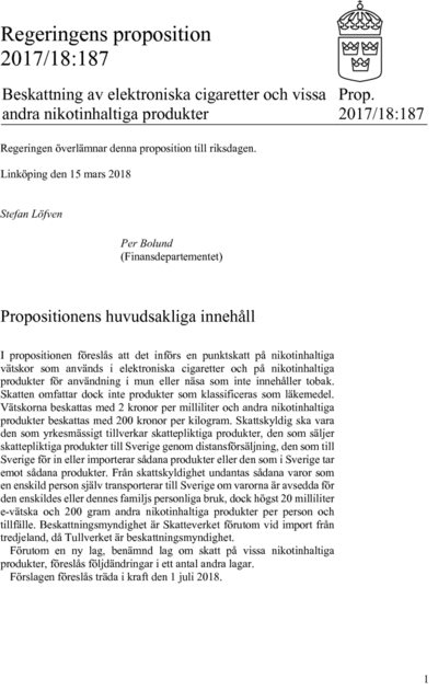 Omslaget till prop. 2017/18:187