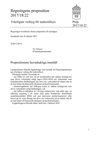 Omslaget till prop. 2017/18:22