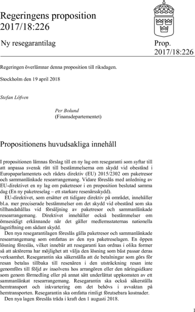 Omslaget till prop. 2017/18:226