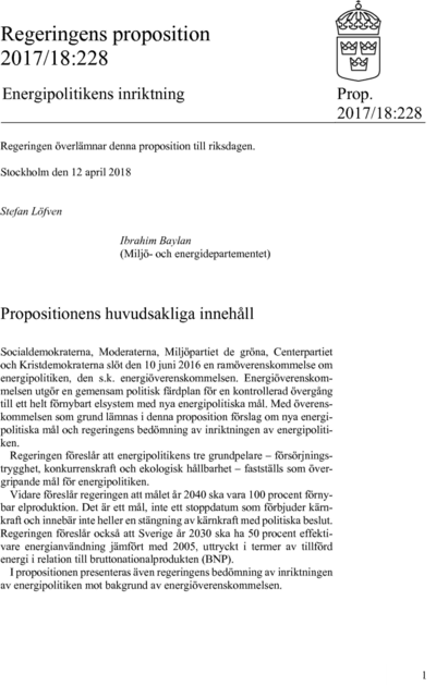 Omslaget till prop. 2017/18:228