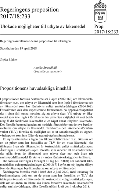 Omslaget till prop. 2017/18:233