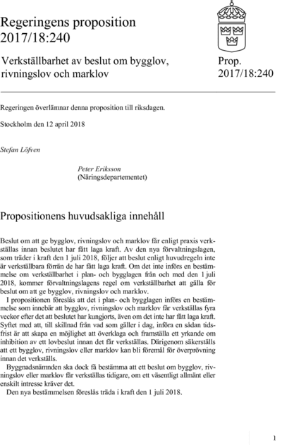 Omslaget till prop. 2017/18:240