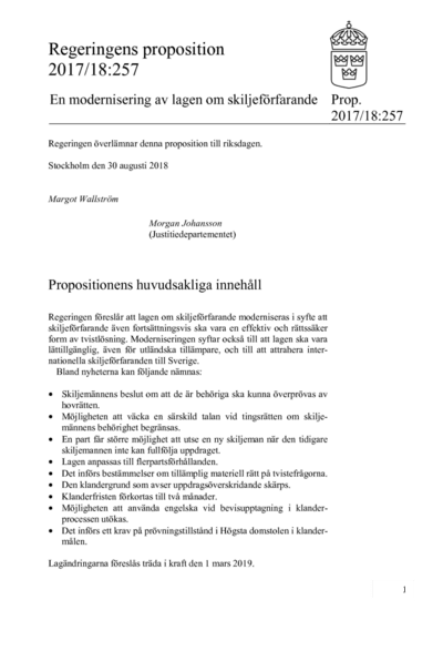 Omslaget till prop. 2017/18:257
