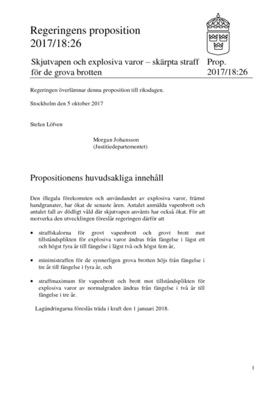 Omslaget till prop. 2017/18:26