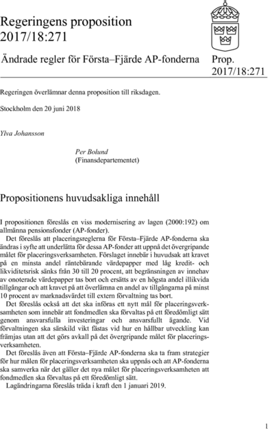 Omslaget till prop. 2017/18:271