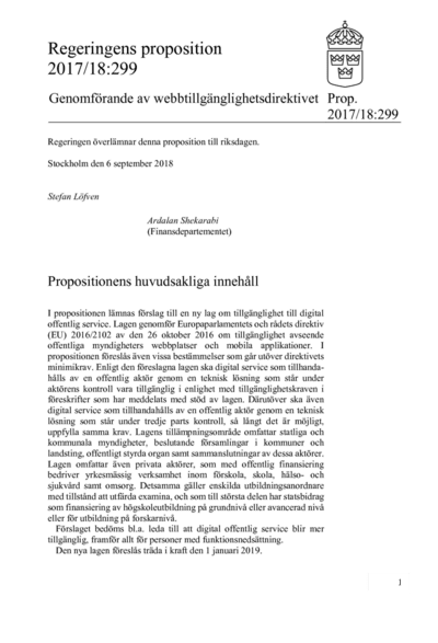 Omslaget till prop. 2017/18:299