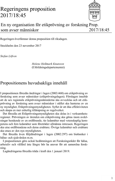 Omslaget till prop. 2017/18:45