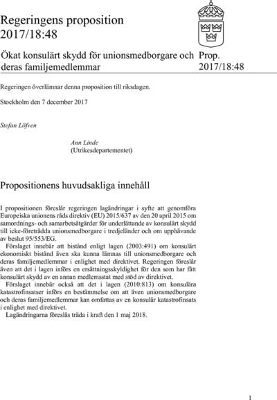 Omslaget till prop. 2017/18:48