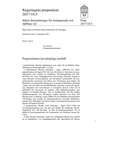 Omslaget till prop. 2017/18:5