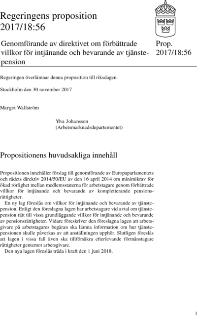 Omslaget till prop. 2017/18:56