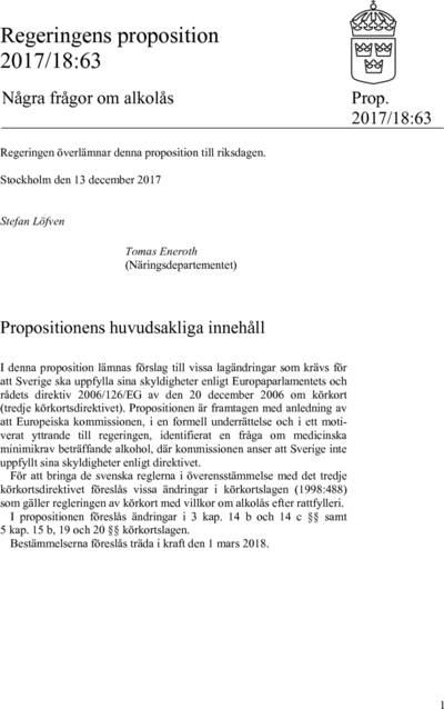 Omslaget till prop. 2017/18:63