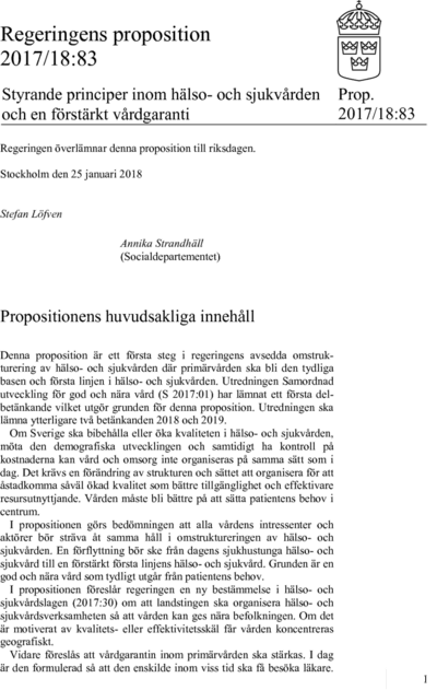 Omslaget till prop. 2017/18:83
