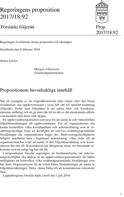Omslaget till prop. 2017/18:92