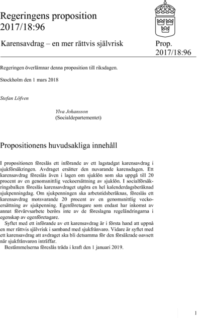 Omslaget till prop. 2017/18:96