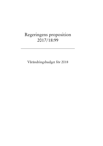 Omslaget till prop. 2017/18:99