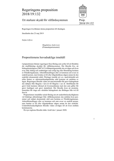 Omslaget till prop. 2018/19:132