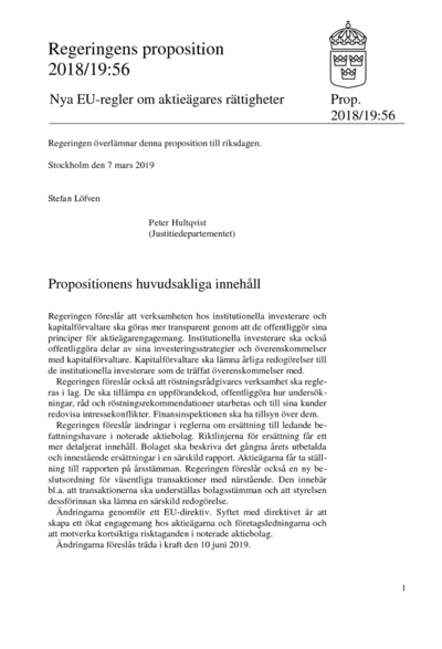 Omslaget till prop. 2018/19:56