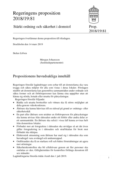 Omslaget till prop. 2018/19:81