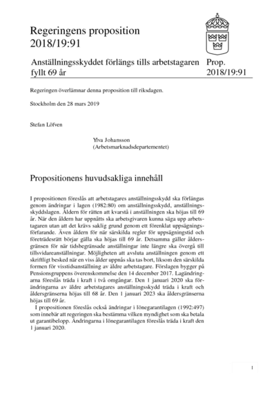 Omslaget till prop. 2018/19:91