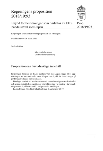 Omslaget till prop. 2018/19:93