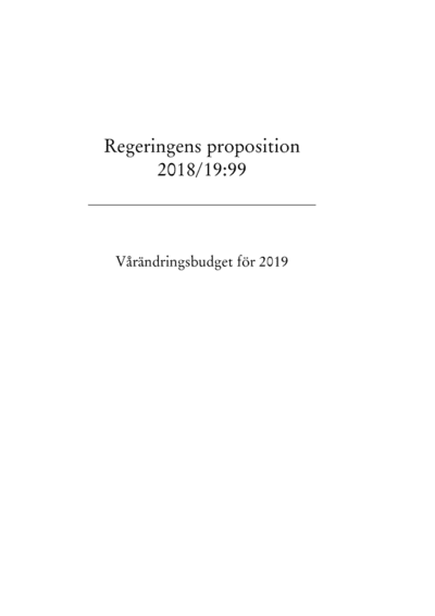 Omslaget till prop. 2018/19:99