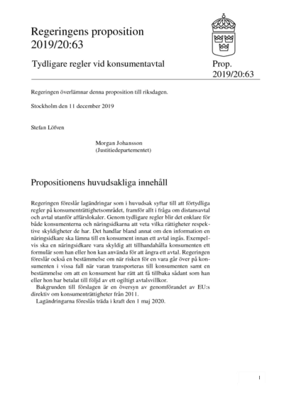 Omslaget till prop. 2019/20:63