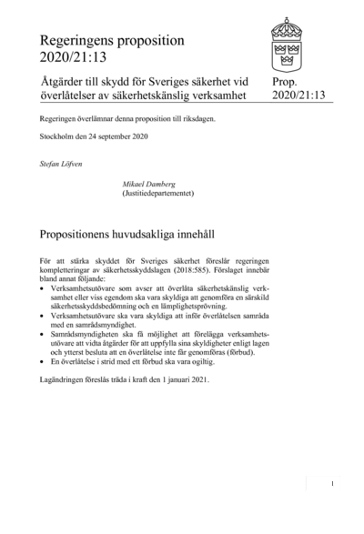 Omslaget till prop. 2020/21:13